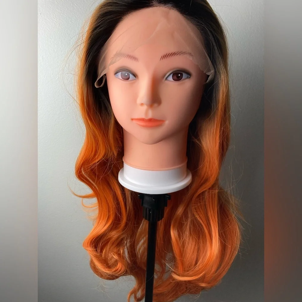 Dark Roots Orange Lace Front Wig